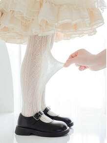 1pc Girls Comfortable And Breathable Vertical Striped Lolita Fishnet Tights, Suitable For Fashion, Daily Wear, Dance, Party - Multicolor - View 7