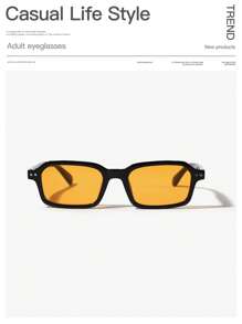 1 Stück Herren Mode Brillen mit Acrylgestell, klassisches Rechteck, schwarze Gläser für Urlaubsausflüge, passende Outfits und Feriengeschenke für Sommer-Strand-Urlaub, Outdoor, Reise