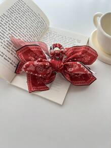 JIAN LASALA 1 件腰果花蝴蝶结发夹，波西米亚风格，适合度假和各种节日拍照发夹爪夹发夹发夹发夹发夹发夹发夹秋冬发饰女士