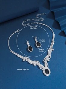 3pcs Claw Chain Flower Zirconia Pendant Necklace And Earrings Set