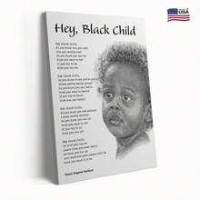 Hey Child Black African American Inspirational Poem For Child Posters Wooden Frame, Ready To Hang, Canvas Print Painting Wall Art, Simple Aesthetic Decoration Bedroom Kitchen College Style Dorm Home Decor, Perfect Home Decor - Multicolor - View 1