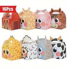 8 Stück/16 Stück/24 Stück Bauernhof Tiere Zoo Party Geschenkboxen, kreative Tier-Mottoparty Geschenkboxen, wiederverwendbare Papier Verpackung für Süßigkeiten, Schokolade, Party Geschenke, Geburtstag und Weihnachten, Hochzeitsdekoration Geschenkboxen, geeignet für Geburtstagsparties und Feiern
