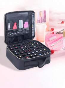 UOZL 42 Bottles Large Capacity Nail Polish Storage Box - PU Leather Portable Makeup Bag Can Hold 42 Bottles (0.51 Fl Oz/15 Ml) Of Nail Polish, Also Has 4 Elastic Pockets And 1 Zipper Pocket, Perfect For Nail Lovers And Manicurists