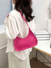 Bolso de sobaco con diseño exclusivo, bolso de mujer, bolso de hombro de moda para el otoño e invierno 2025, súper ligero y de mano - Rosa Fucsia - Ver 2