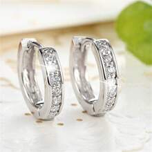 1 Pair Elegant Women's Earrings, Fashion Simple Rhinestone Hoop Earrings, Suitable For Daily Casual Accessories, Jewelry Gift