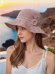 2025 女士可折叠草编太阳帽 - UPF 50+ 夏季海滩配件，4 种颜色，小巧时尚，适合户外、公园和旅行 - 彩色 - 查看 7