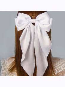 1pc Satin Bow Silk Hair Clip, Everyday Wear Hairpiece