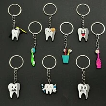 9 peças chaveiro fofo de desenho animado dentista série de dentes, decorações de pingente de bolsa da moda, pequenos presentes criativos
