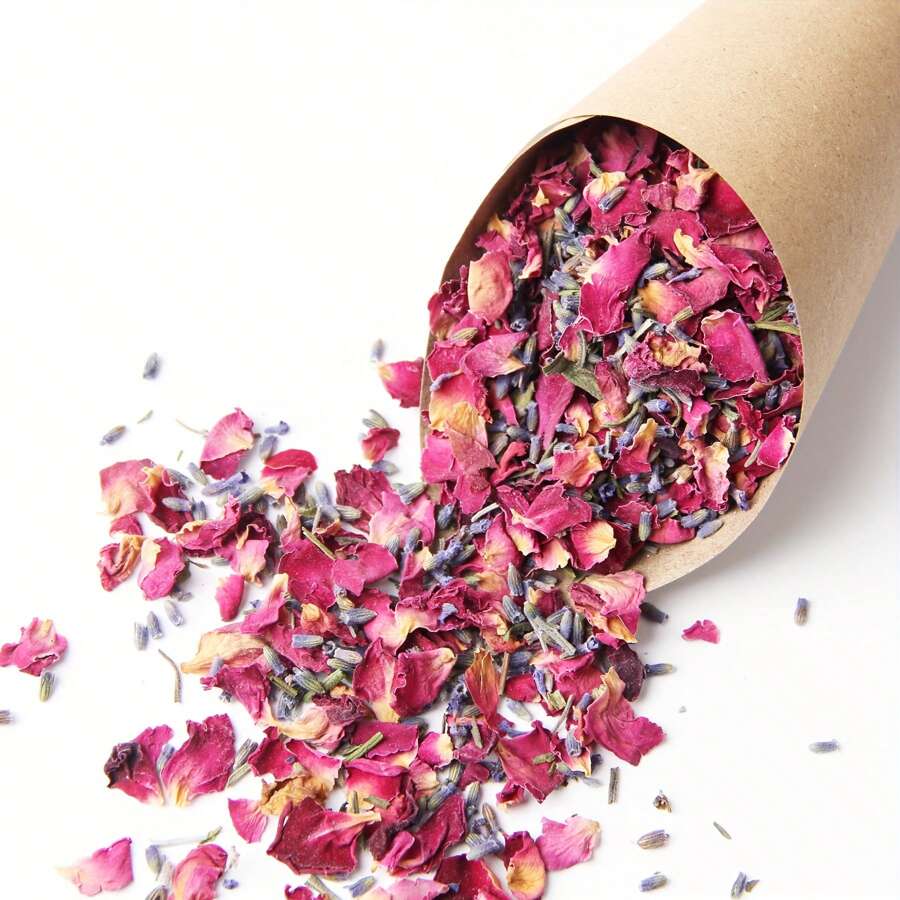 1 paquete (30g) de pétalos de rosa y flores secas de lavanda - Potpourri para decoración del hogar interior, armarios, armarios, ambientación del aire, festivales, fiestas, decoraciones de boda, velas perfumadas DIY y potpourri