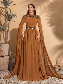 Sequin Chiffon, Super Long Sleeves, Cocktail Party Evening Wear, Elegant And Stylish Dresses, Ladies' Long Dresses, Party And Cocktail Dresses, 2025 New, New Women's Dresses, Host Performance Dresses, Bridesmaid Dresses, PROM Evening Dresses, Concert Performance Dresses, Awards Ceremony Dresses, Fashion Boutique Dresses.