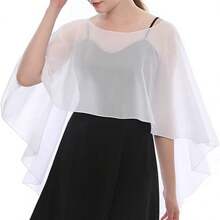 1 xale de chiffon oval feminino, adequado para vestidos de noite, sessões de fotos, cerimônias, apresentações de palco, maquiagem, bailes, mestre de cerimônias, proteção solar, capas de férias