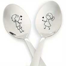 1 件浪漫不锈钢勺子 - 情侣、订婚、婚礼和节日礼物的完美选择 _ 厨房和餐厅配件 - 銀色 - 查看 10