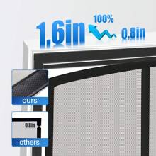 三扇磁性纱门升级版，宠物友好型聚酯纤维材质，防虫防蛀，适用于推拉门、大型露台门和法式门（黑色） - 黑色 - 查看 5