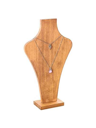 胡桃木色木制花瓶项链展示架、锁骨珠宝装饰模型半身展示架旅行收纳盒