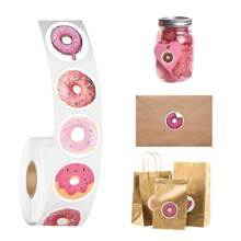 500 Piezas Pegatinas de Donuts Lindas Rollo Pegatinas Vinilo Estética para Scrapbooking, Diario, Parachoques, Monopatín, Botella de Agua, Dibujos Animados, Casco, Coche