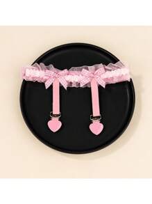 1 件蕾丝蝴蝶结吊袜带腿部配饰