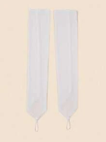 1 Pair PU Long Arm Warmers With Fingerless Design, Shiny Long Sleeve Gloves For Formal Occasions - White - View 3
