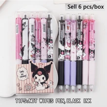 Sanrio Sanrio 6pcs/12pcs Hello Kitty & Kuromi & Melody & Cinnamoroll & Pochacco Erasable/Not Erasable Gel Cute Pens With Cute Moyi Design, The Erasable Pen Is Blue Ink, And The Non-Erasable Pen Is Black Ink,Retractable,Officesupplies,0.5mm Erasable Gel Pens, Good At Writing Quick-Drying, Press The Pen Neutral Pen