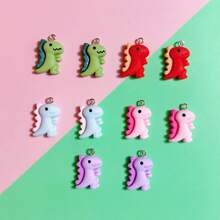 10pcs Random Assorted Colorful Cartoon Mini Dinosaur Beads, Suitable For DIY Jewelry Making Pendants Earrings Necklaces Bracelets Keychains Bag Charms, Resin Crafting Supplies