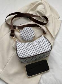 Set de 2 bolsos bandolera de unicolor con diseño de patrones a la moda
