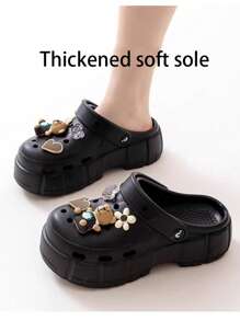 New Women's , Non-Slip Stylish Bao Toe Shoes - Sweet Style, Breathable EVA Material, Comfortable Four Seasons Shoes - Black - View 7