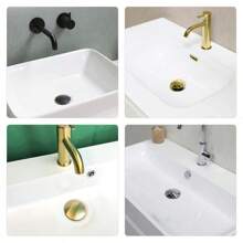 Tapón de drenaje dorado emergente para fregadero de baño, tapón de sifón, tapón de fregadero, accesorio de grifo de fregadero, tubo de fregadero negro - Dorado - Ver 6