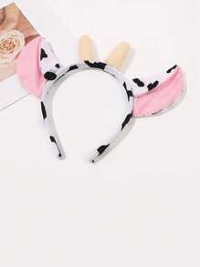 3 件装毛绒大耳朵黑白牛头带 + 腕带，女士动物服装头饰，适合万圣节、派对、四季舞会 - 彩色 - 查看 7