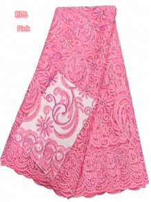 带亮片的红色非洲蕾丝面料，刺绣薄纱，尼日利亚蕾丝面料，绿色法国网，高品质，5 码，2025 年