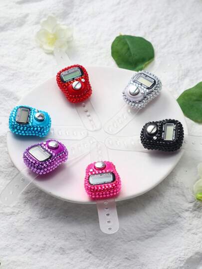 6 Color Options LED Digital Counter With Rhinestones, White/Black/Pink/Blue/Red/Purple, Suitable For Sports Training