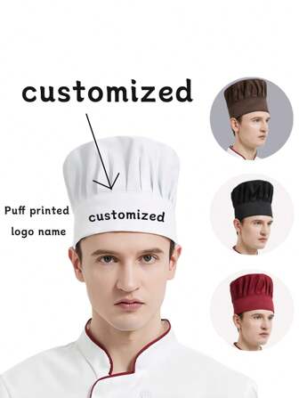 Customized Chef Hat, Dust-Proof Hat, Work Hat For Bakery, Cafe, Dessert Shop, Restaurant, Kitchen, Anti-Hair Loss, Washable And Reusable