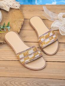 1 Pair Glitter Summer Girls Flat Anti-Slip Fashion Sandals