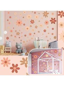 1 Set de decoraciones para el hogar, pegatinas de pared creativas de estilo bohemio con patrón de flores, margaritas autoadhesivas para decorar dormitorios, entradas, salas de estar y porches