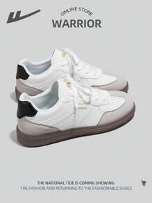 WARRIOR 1 双女式休闲软底运动鞋，百搭低帮户外运动滑板鞋 - 黑與白 - 查看 3