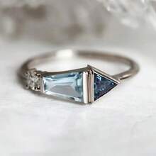 Elegant Princess Cut Aquamarine Cubic Zirconia Engagement Ring - Luxury Design, Perfect For Weddings And Anniversaries, Ideal Gift For Her, Everyday Wear, Romantic Valentine's Day Present,Mom,Mother,Mother's Day,Gift - Baby Blue - View 2