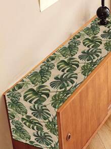1pc Green Turtle Back Bamboo Leaf Table Runner - Made Of Polyester, Suitable For Kitchen, Party, Dining Room And Picnic - Decorative For All Seasons - Green - View 3