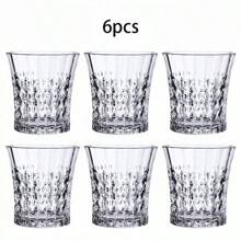 6 件，钻石切割玻璃杯，优雅的朗姆酒和波本威士忌小酒杯，优质玻璃材质，适合家庭酒吧和活动 - 建议手洗，非常适合圣诞节、感恩节、情人节、母亲节，260 毫升/8.9 盎司