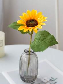 1PC/3PCS/5PCS Artificial Flowers Sunflowers Silk Gerbera Bouquets For Autumn Halloween Christmas Decorations Wedding Vase For Home Dining Room Bedroom Decorations, Festival Birthday Party Accessories, Wedding Venue Background Decoration Gifts Graduation