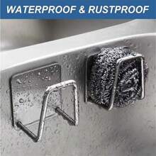 1/2/6pcs Kitchen Sink Stainless Steel Sponge Holder - Rust-Proof Brushed, Anti-Rust Waterproof Quick Dry - Multicolor - View 2