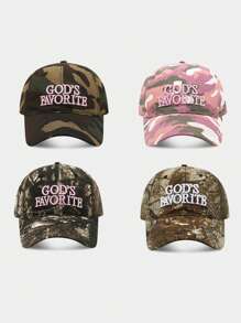 God's Favorite Embroidered Camo Splatter Print American Baddie Baseball Cap, Streetwear Snapback (Printed Pattern And Hang Tag Random) - A - View 10