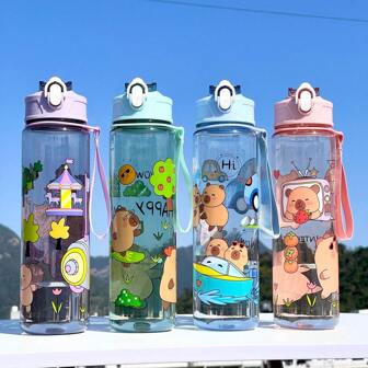 750ML Botol Air ,Capybara Water Bottle ,Kids Straw Cup, Transparent Kawaii ,Capybara ,Travel, School Drinking Cup Back To School