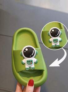 儿童拖鞋，2024年新款时尚男童女童居家浴室凉鞋防滑幼儿拖鞋，DIY装饰配件需单独安装 - 綠色 - 查看 4