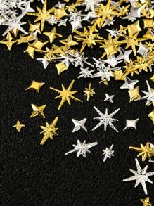 12-Grid Box, 390Pcs 3D Alloy Four-Pointed Star Nail Jewelry Diy Nail Accessories Nail Supplies Nails Nail Charms Nail Gems