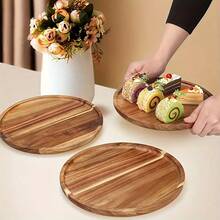 Wooden Plate, Tray, Multi-Function Wooden Tray, Restaurant Service Tray, Suitable For Home, Restaurant And Gathering, Breakfast Tray, Multi-Purpose Tray, Cake Tray, Bread Tray, Kitchen Tray, Tea Set Tray, Christmas Tray - Multicolor - View 2