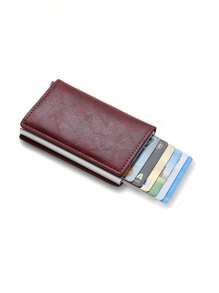 Cartera minimalista para hombre, soporte de tarjeta anti-RFID con monedero para tarjetas de crédito de bloqueo RFID para hombres y mujeres, tarjetero delgado con función bancaria segura, cartera minimalista emergente delgada con tamaño pequeño negro metálico con bloqueo, monedero pequeño con pop up