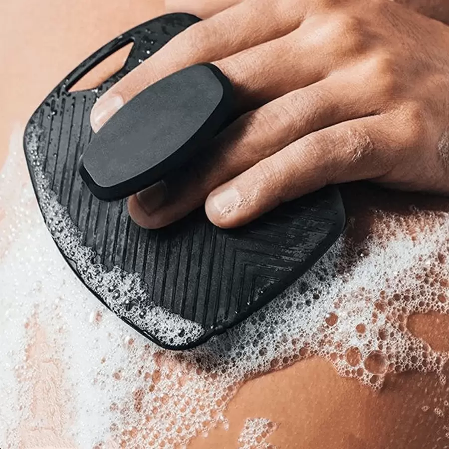 1pc Random Color Silicone Shower Scrubber, Portable For Travel, Unisex, Suitable For Home, School, Hotel Use. Back To School Essential, Travel Essential. Can Be Given As A Small Gift To Friends, Perfect Gift, Gentle Body Cleansing Tool, Deep Cleaning, Reusable, With Handle For Easy Scrubbing, Shower Brush, Exfoliating Scrub, Shower Accessories, Bathroom Decor, Bathroom Accessories