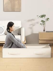 1 件米色床底收纳袋，衣物收纳袋，季节性床上用品收纳袋，卧室床底玩具收纳袋