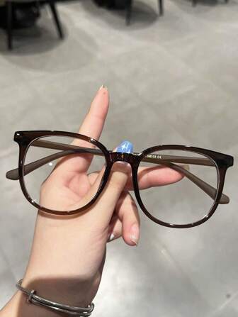 1 件女士大圆框超轻防视觉疲劳透明镜片护眼音乐节时尚眼镜百搭平光镜片适合日常使用看电脑看电视玩游戏看手机使用