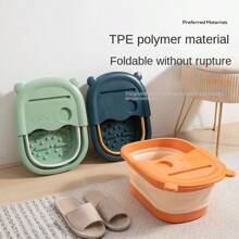 1 pieza Bañera de masaje plegable para pies, minimalista para adultos en dormitorio con asa, cubo para remojar los pies con tapa, bañera profunda para pies, palangana para lavar los pies, decoración de otoño para el baño del hogar