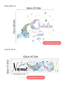 [Aangepaste kinderkamerdecoratie] Gepersonaliseerde muursticker met cartoon zeedieren + aangepaste babynaam als herdenkingssticker, geschikt voor kinderkamer, verjaardag, babyshower, kleuterschooldecoratie (verwijderbare sticker)