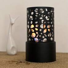 Classic Hollow Design Black Tabletop Fireless Alcohol Real Flame Portable Heater For Living Room, Bedroom, Outdoor Camping, Decoration (Alcohol Not Included)